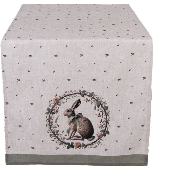 Estola de mesa Clayre & Eef NLE64 50x140 cm beige con motivo de conejo