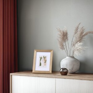 Marco de fotos de madera Albero Taupe 10x15 cm con vidrio reflex y soporte para mesa