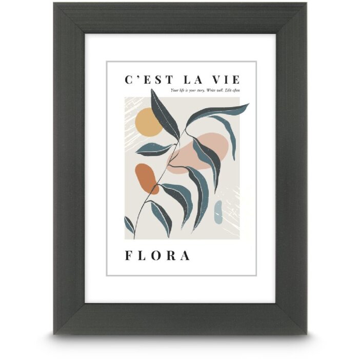 Marco de fotos de plástico Flora gris contraste 10x15 cm