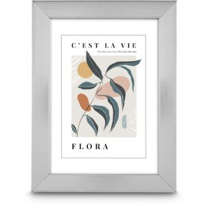 Marco de fotos de plástico Flora, plata, 15 x 20 cm