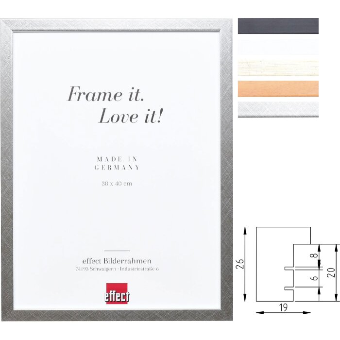 Marco de fotos de madera maciza Effect Profil 58 10x15 hasta 70x100 cm 4 colores