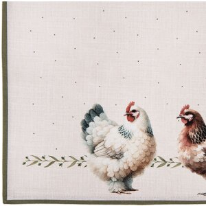 Set de 6 fundas para mesa Clayre & Eef BYC40 48x33 cm Motivo gallinas algodón beige verde