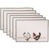 Set de 6 fundas para mesa Clayre & Eef BYC40 48x33 cm Motivo gallinas algodón beige verde