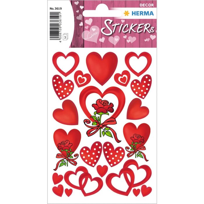 Pegatinas HERMA DECOR corazones y rosas 3 hojas