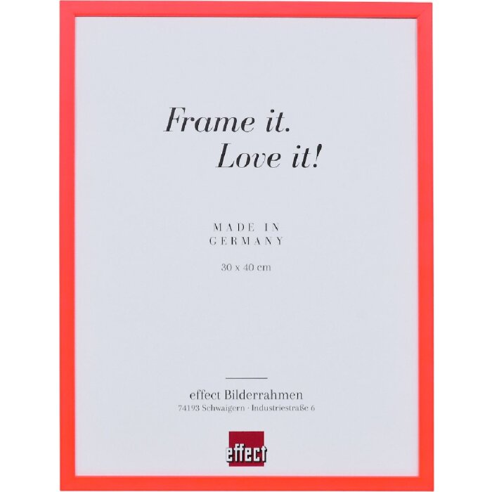 Marco de fotos de madera perfil neón rojo 10,5x14,8 cm con cristal de museo