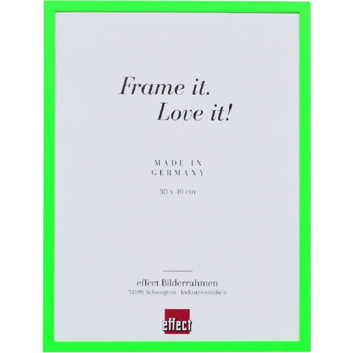 Marco de fotos de madera con perfil neón verde 14,8x21 cm Acrylglas