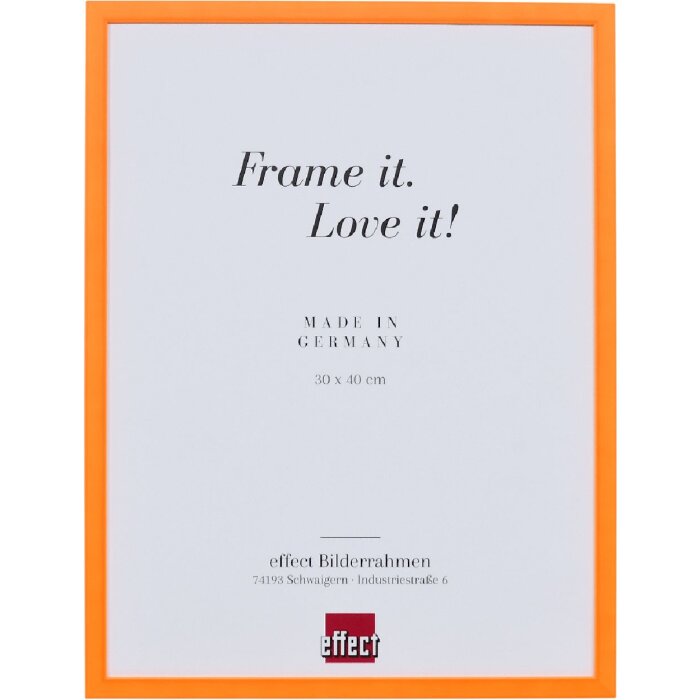 Marco de fotos de madera con perfil neón naranja 21x29,7 cm con vidrio transparente