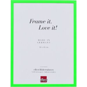 Marco de fotos de madera con perfil neongreen 20x20 cm con cristal transparente