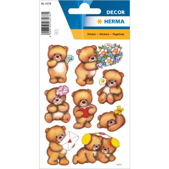 DECOR pegatinas osos con flores 3 hojas
