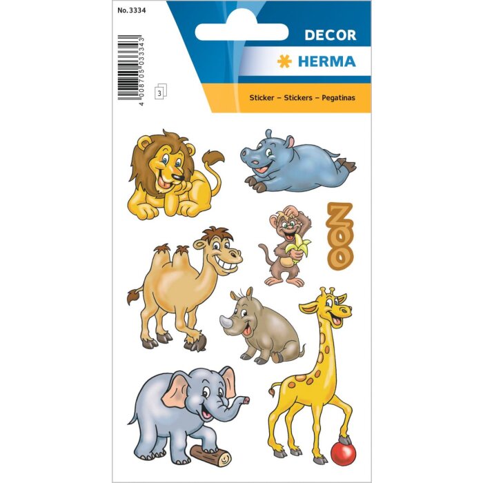 HERMA DECOR pegatinas animales del zoo 3 hojas