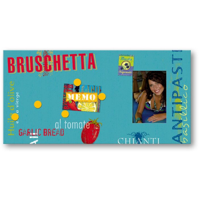 Bruschetta Marco de madera con imanes para recetas