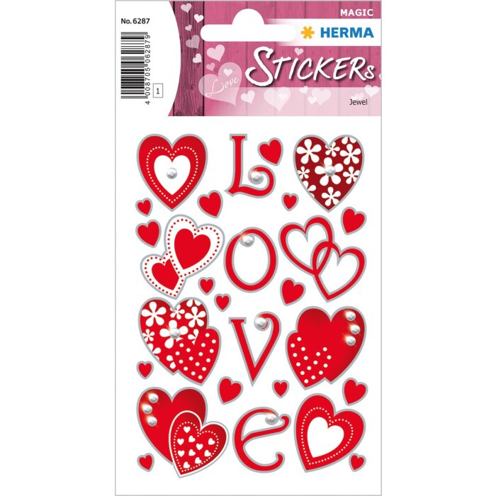Etiquetas decorativas Magic Hearts Jewel 1 hoja.