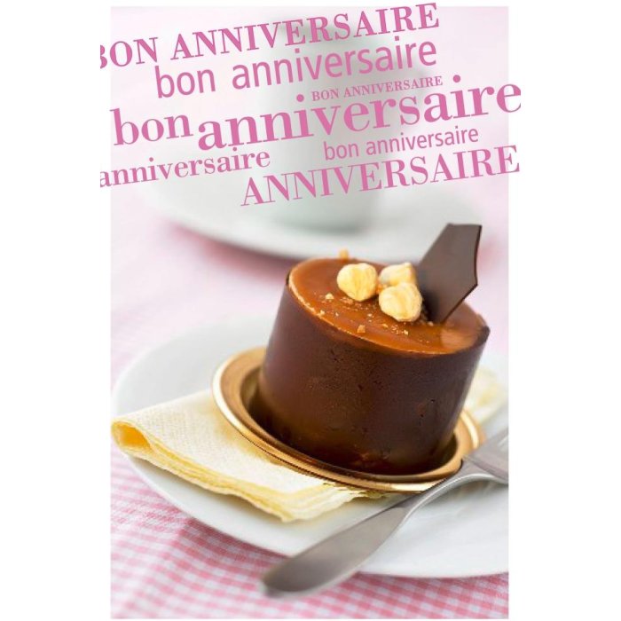 Tarjeta de praliné de chocolate Bon Anniversaire