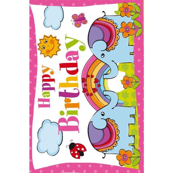 Tarjeta Artebene Cumpleaños-Elefantes-Niñas