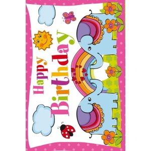 Tarjeta Artebene Cumpleaños-Elefantes-Niñas