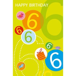 Tarjeta con purpurina 6º cumpleaños