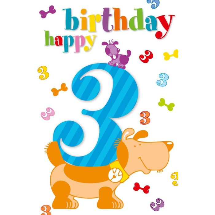 Artebene Tarjeta en relieve-3er Cumpleaños feliz-niños