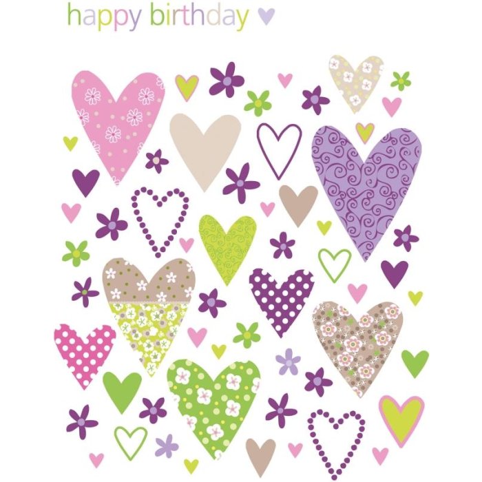 Tarjeta Artebene Cumpleaños-corazones-mezcla de motivos-