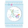 Tarjeta Artebene cigüeña-bebé-azul-brillo