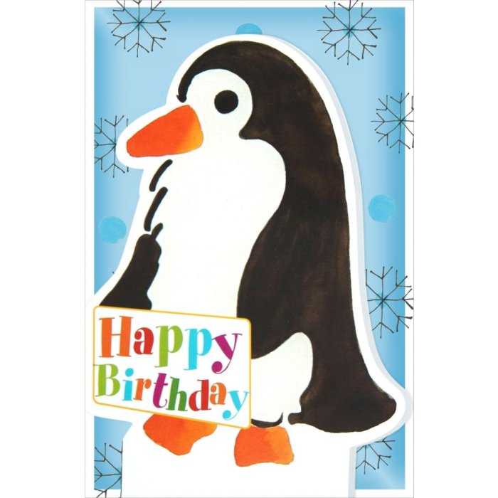 Art Level Tarjeta Stand-up-Cumpleaños-Pingüino-Glitter