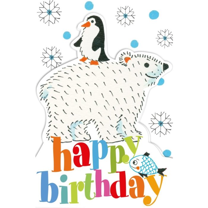 Art Level Tarjeta de pie-Cumpleaños-Oso polar-Brillo
