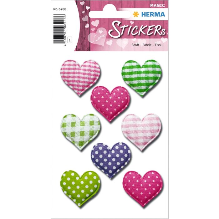 Etiquetas decorativas tela corazones MAGIC 1 sh.