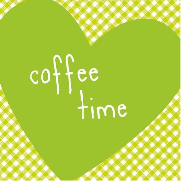 Artebene Servilletas de papel Corazón-hora del café-verde 20 unid. 25x25 cm