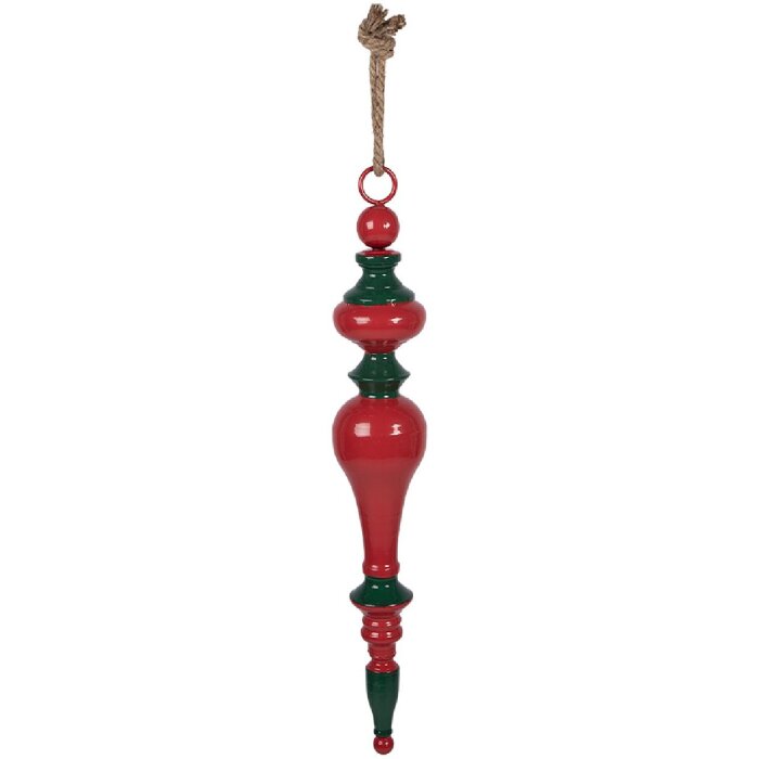 Adorno colgante de Navidad Clayre & Eef Ø 9x57 cm Rojo y Verde