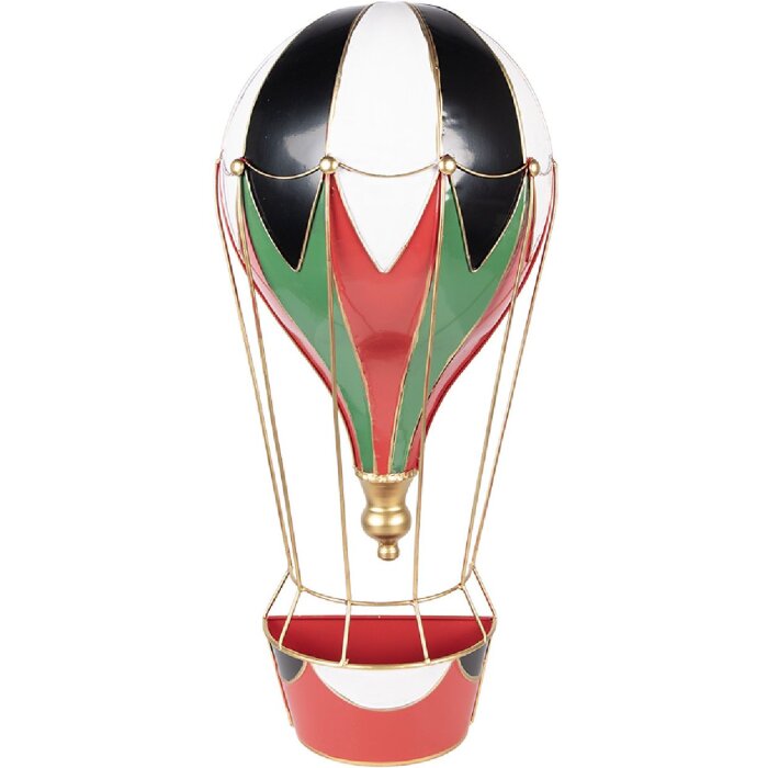 Decoración Globo de Aire Caliente Clayre & Eef Rojo-Blanco 26x14x62 cm
