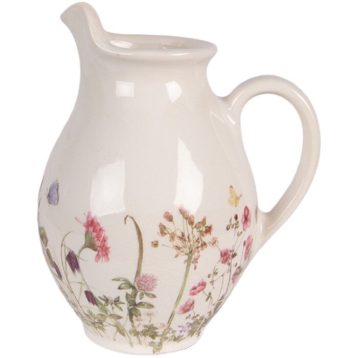 Kanne decorativa de cerámica Clayre & Eef Beige-Rosa 16x12x19 cm