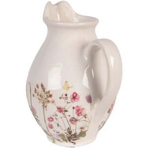 Kanne decorativa de cerámica Clayre & Eef Beige-Rosa 16x12x19 cm