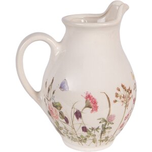 Kanne decorativa de cerámica Clayre & Eef Beige-Rosa 16x12x19 cm