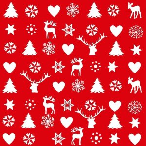 Servilletas de Papel Símbolos de Navidad-rojas