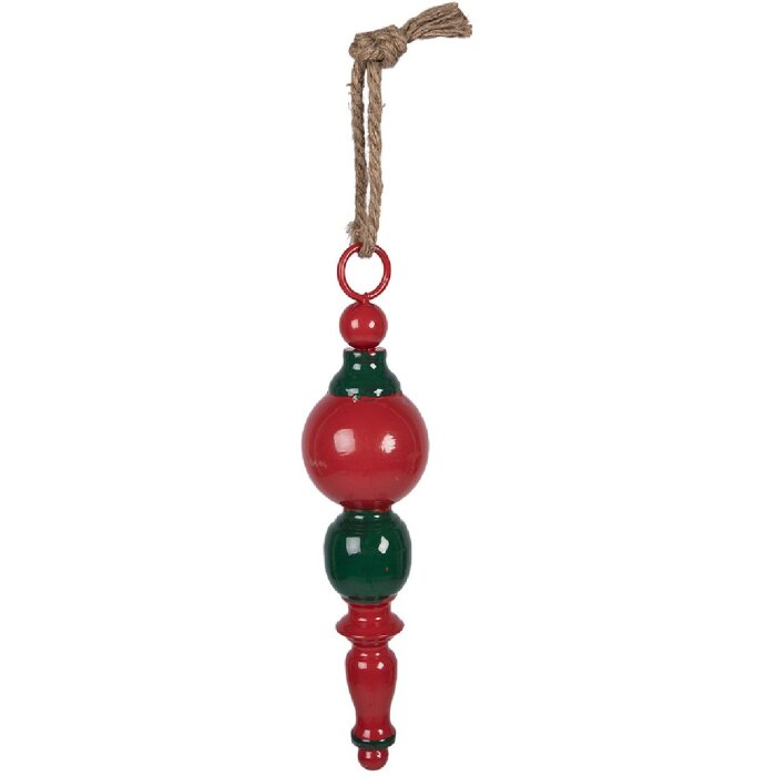 Adorno colgante de Navidad Clayre & Eef Metálico Rojo-Verde Ø8x33cm