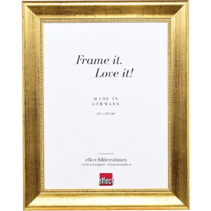 Marco de fotos de madera Effect Profil 95 dorado 25x35 cm con cristal de museo