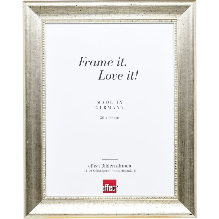 Marco de fotos de madera Effect Profil 95 Plata 21x29,7 cm con cristal de museo