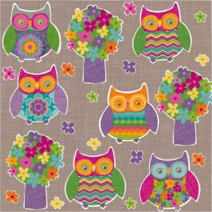 Servilletas de papel búhos-pequeñas-taupe