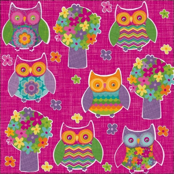 ARTEBENE Servilletas de Papel Búhos-pequeño-rosa