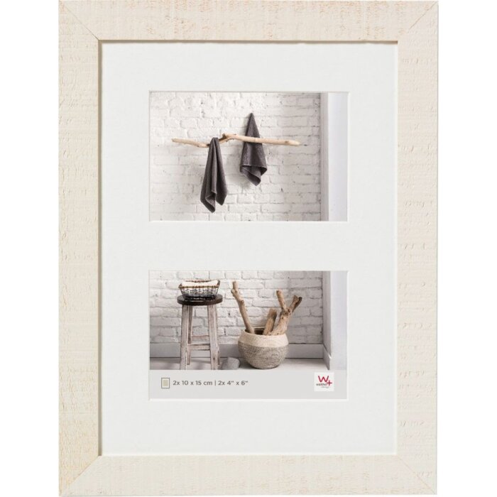 Marco de madera Walther HOME crema blanco 2 fotos 10x15 cm