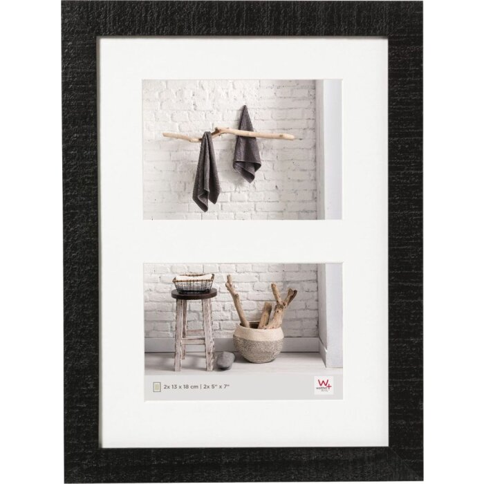 Marco de madera Walther HOME negro 2 fotos 13x18 cm