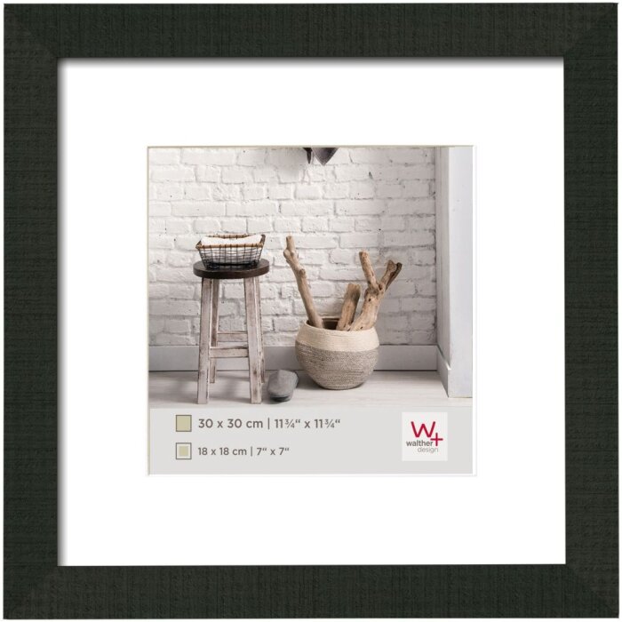 Marco de madera Walther HOME 30x30 cm negro con passepartout 18x18 cm