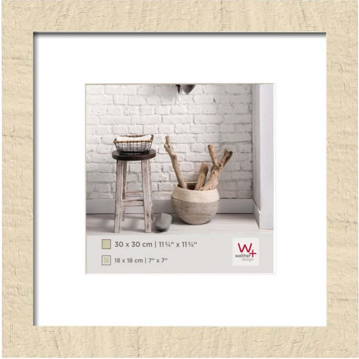 Marco de madera Walther Home 40x40 cm blanco crema con paspartú
