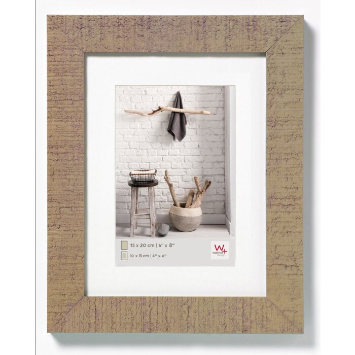Marco de madera Walther HOME beige marrón 15x20 cm con Passepaorut 10x15 cm