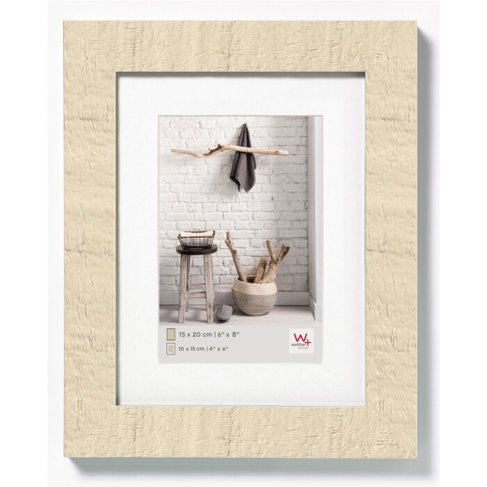 HOME Marco de madera crema blanco 15x20 cm con passepartout 10x15 cm