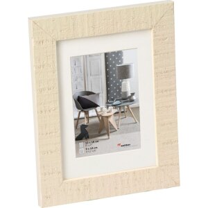 HOME Marco de madera crema blanco 15x20 cm con passepartout 10x15 cm