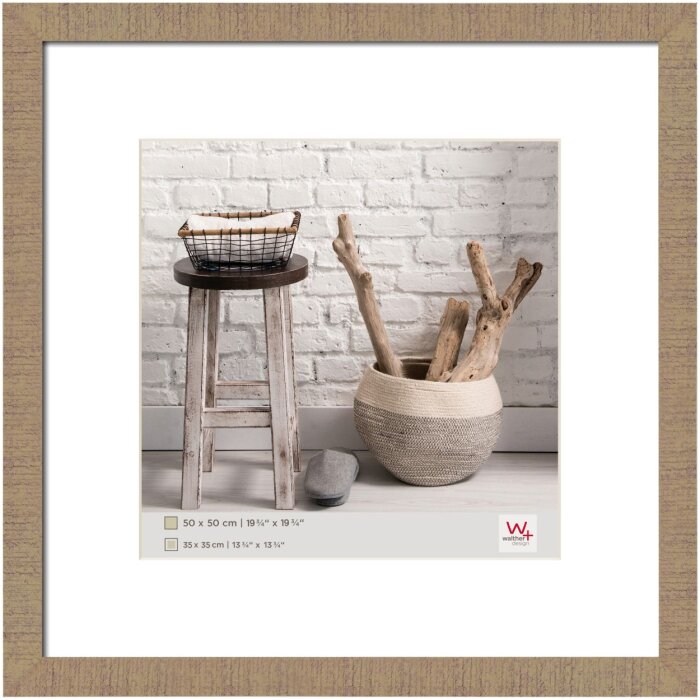Marco de madera HOME 50x50 cm en beige marrón