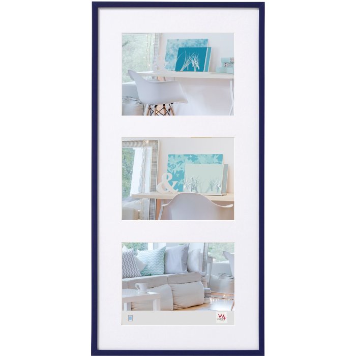 Marco de plástico Walther New Lifestyle 3 fotos 13x18 azul (26,2x51,5 cm)
