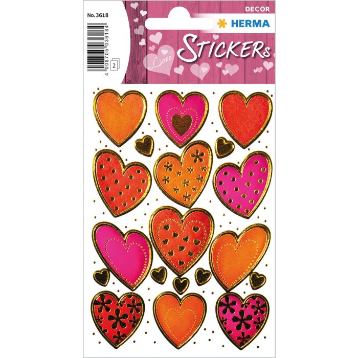 HERMA DECOR pegatinas corazones oro 2 hojas