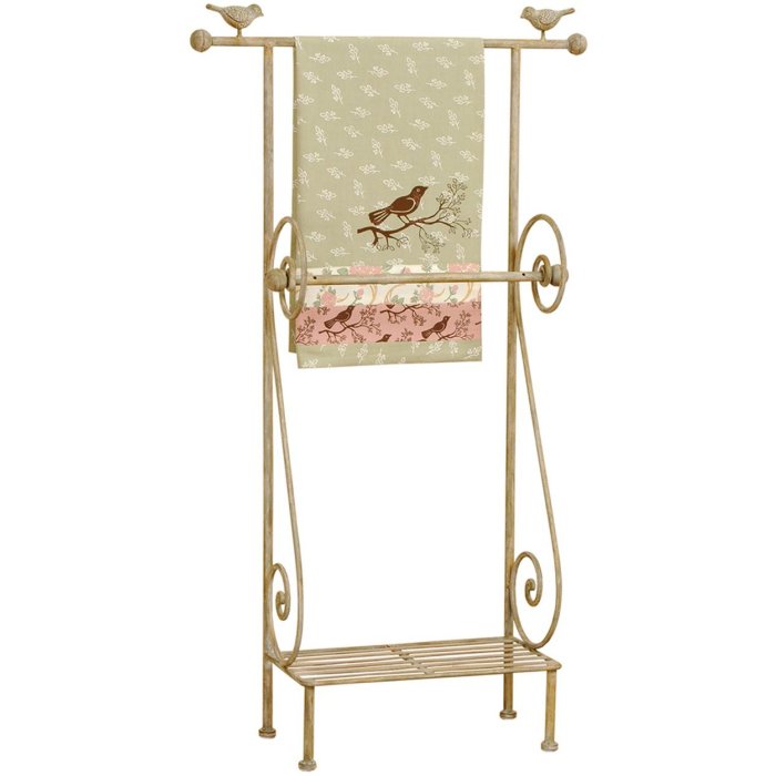 Clayre & Eef 40450 Toallero 55x18x97 cm Pájaros de metal dorado