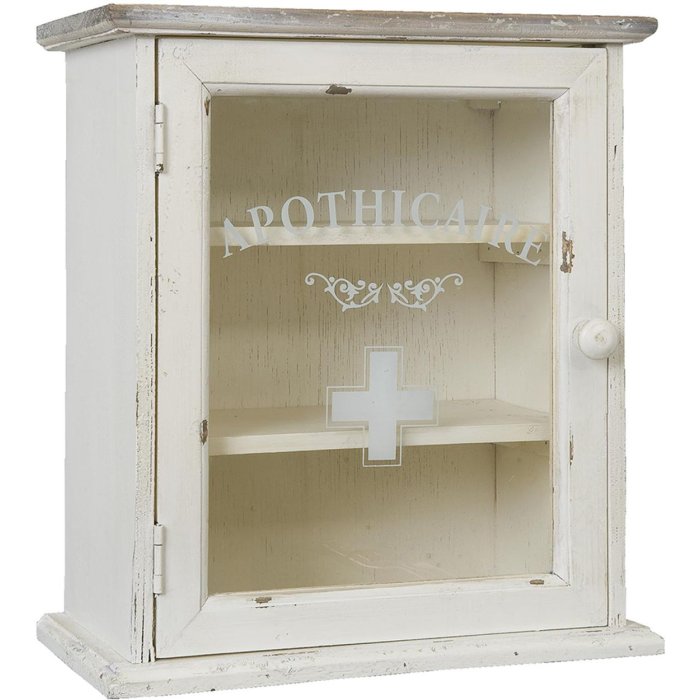 Clayre & Eef W4H0345M Botiquín 32x18x36 cm Madera Blanca Rectangular